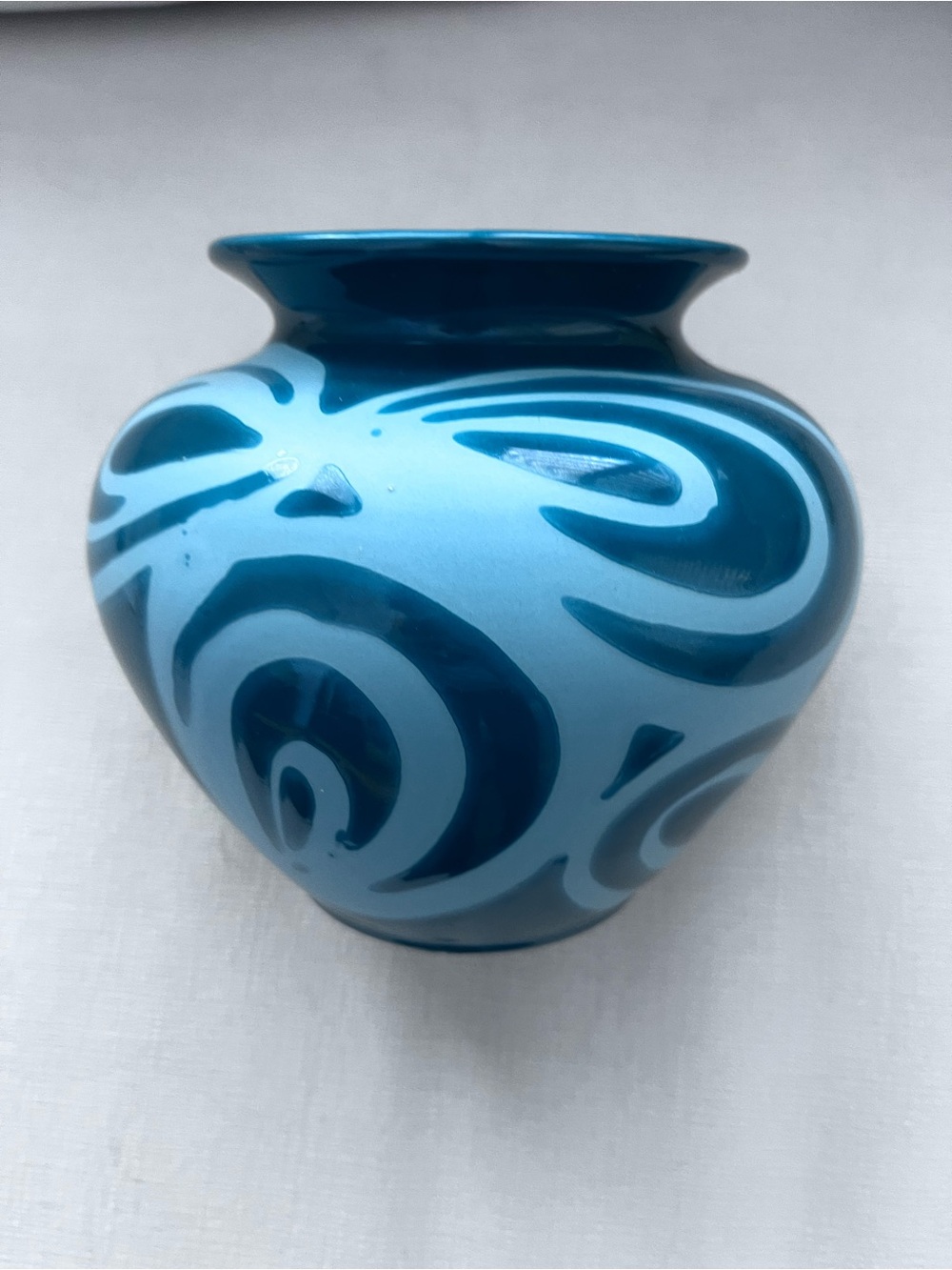 Nordstrom Collection Turquoise Blue Swirl Ceramic Vase